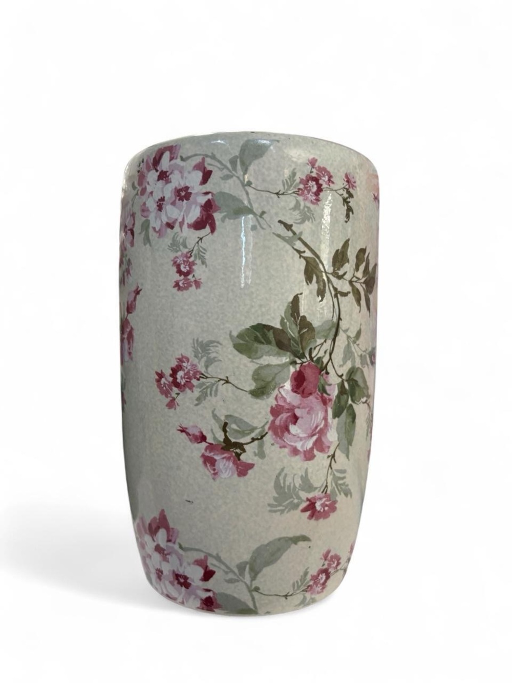 Vintage Springmaid Ceramic Toilet Bowl Brush Holder Antique Rose Floral Cottage